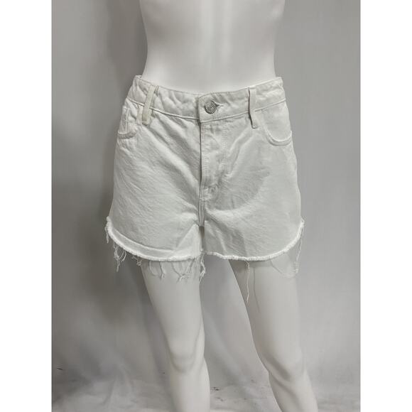 Frame Le Grand White Garcon Frayed Denim Shorts Size 29 - Picture 2 of 5